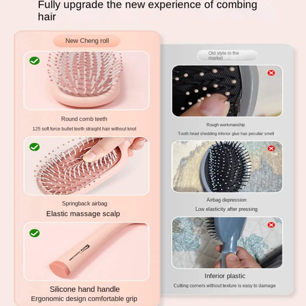 Long Handle Scalp Massage Comb Air Cushion Brush Detangling Hair Brush Wet Curly Hair Comb Anti Static Fluffy Combs Styling Tool