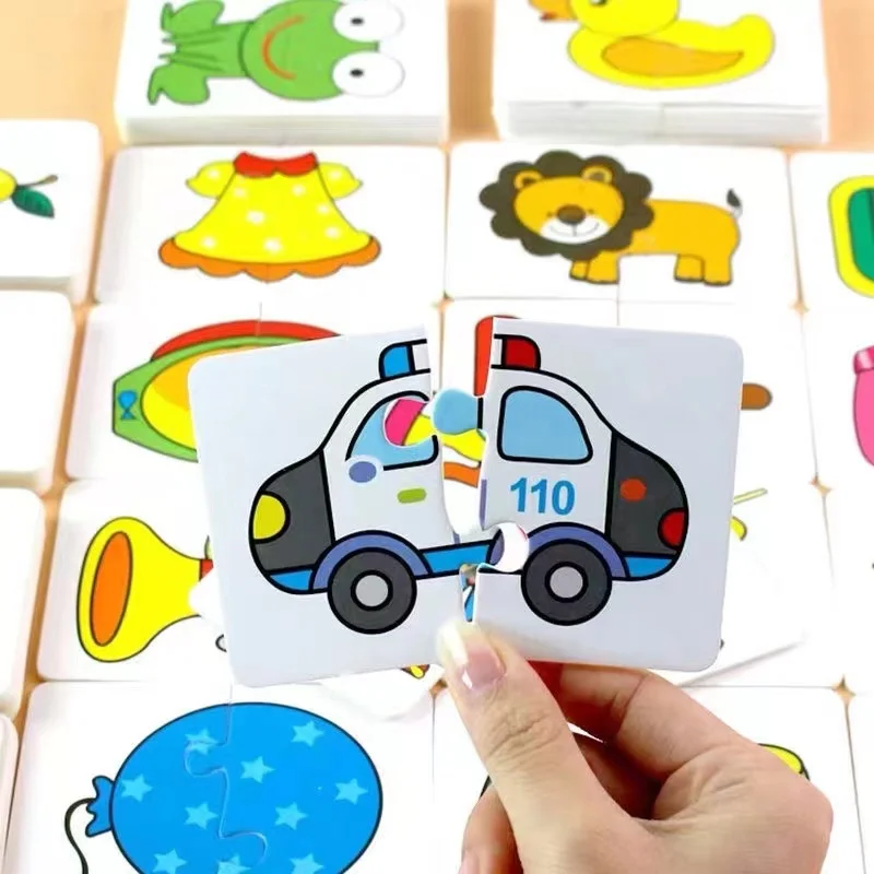 32 Pcs Enlightenment Card Matching Puzzle Early Education Cartoon Pattern Cognitive Toys for Boys and Girls