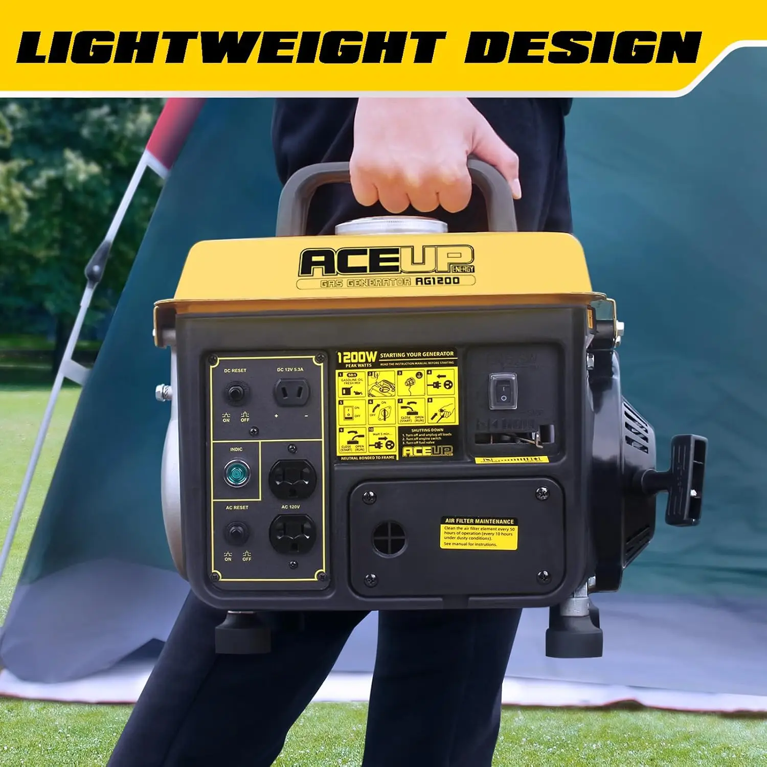 1,200W Gas-Powered Generator, Portable Generator Camping Ultralight, EPA & CARB Compliant With air cooling system