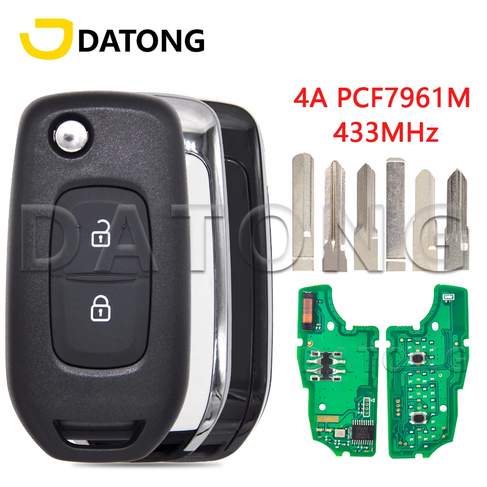 Datong World Car Remote Control Key For Renault Kiwid Dacia Logan 2 Megane Kadjar Duster Clio4 Dokker 4A PCF7961M Chip 433MHz