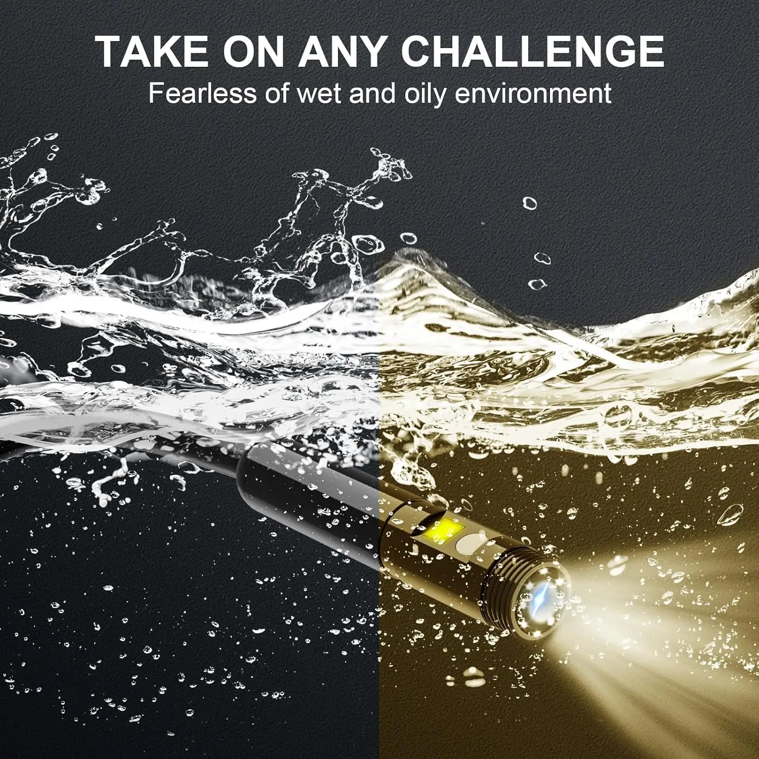 Endoscope Camera with Light, 5-inch Dual Lens 1920P HD Borescope, 7.9mm Camera with 9 LEDs, 16.5ft Semi-Rigid Cable, IP67