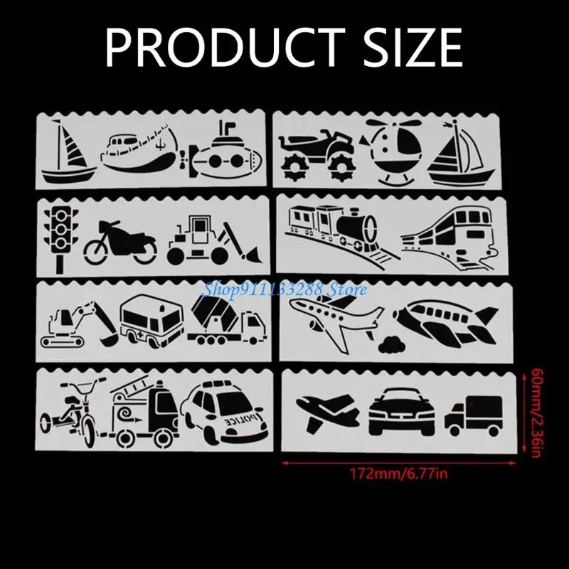 G88D 다중 패턴 스텐실 세트 어린이를위한 8PCS 플라스틱 템플릿 색칠하기 책 Scrapbooking 및 DIY 학교 프로젝트 가정용