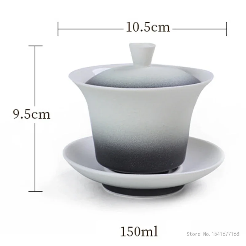 Creative Gradient Color Hovering Cover Bowl Tea Tureen Kung Fu Not Hot Hand Ceramic Household Item Teaware Brewing Tea Bowl, 1Pc