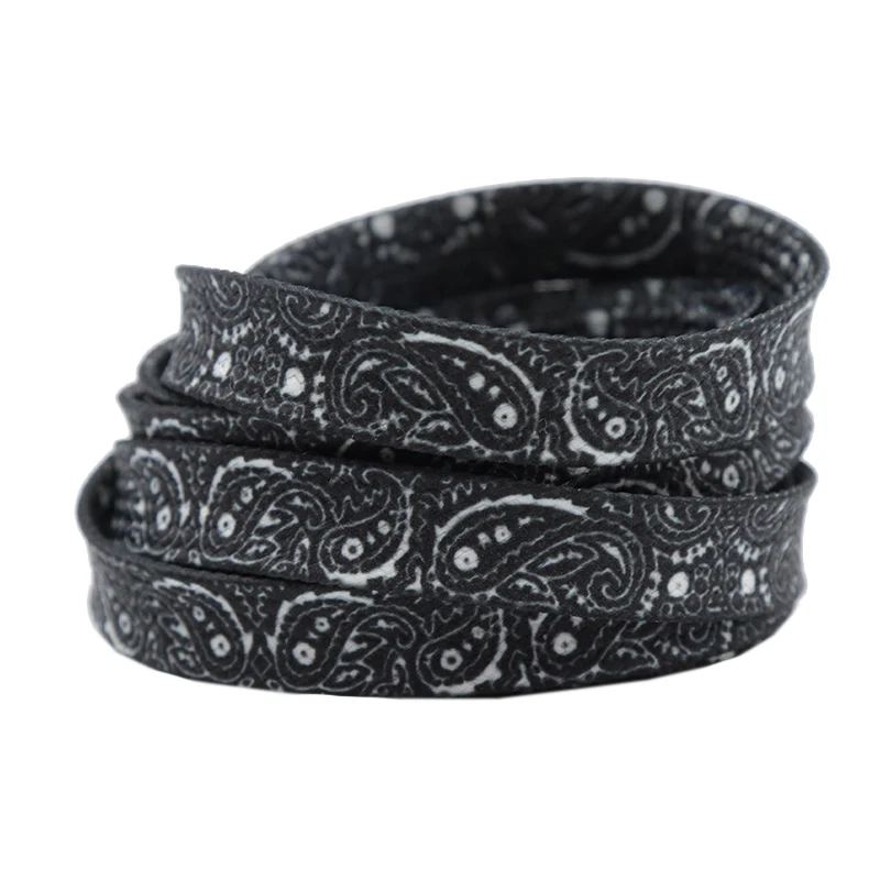 Coolstring 8MM Peacock Pattern Printing Flat ShoeLaces Black&White Women Canvas Customized Shoe Laces Charmed Easy Hat Ropes