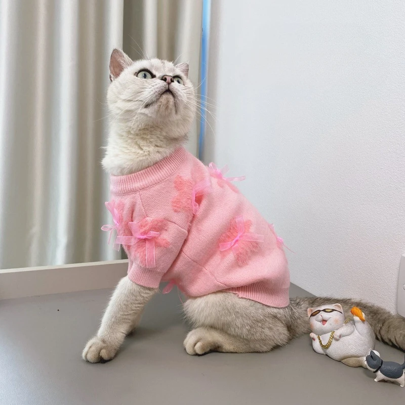 가을과 겨울 곰 활 스웨터 개 니트 옷 중소형 개 비비 베어 테디 포메라니안 핑크 작은 코트