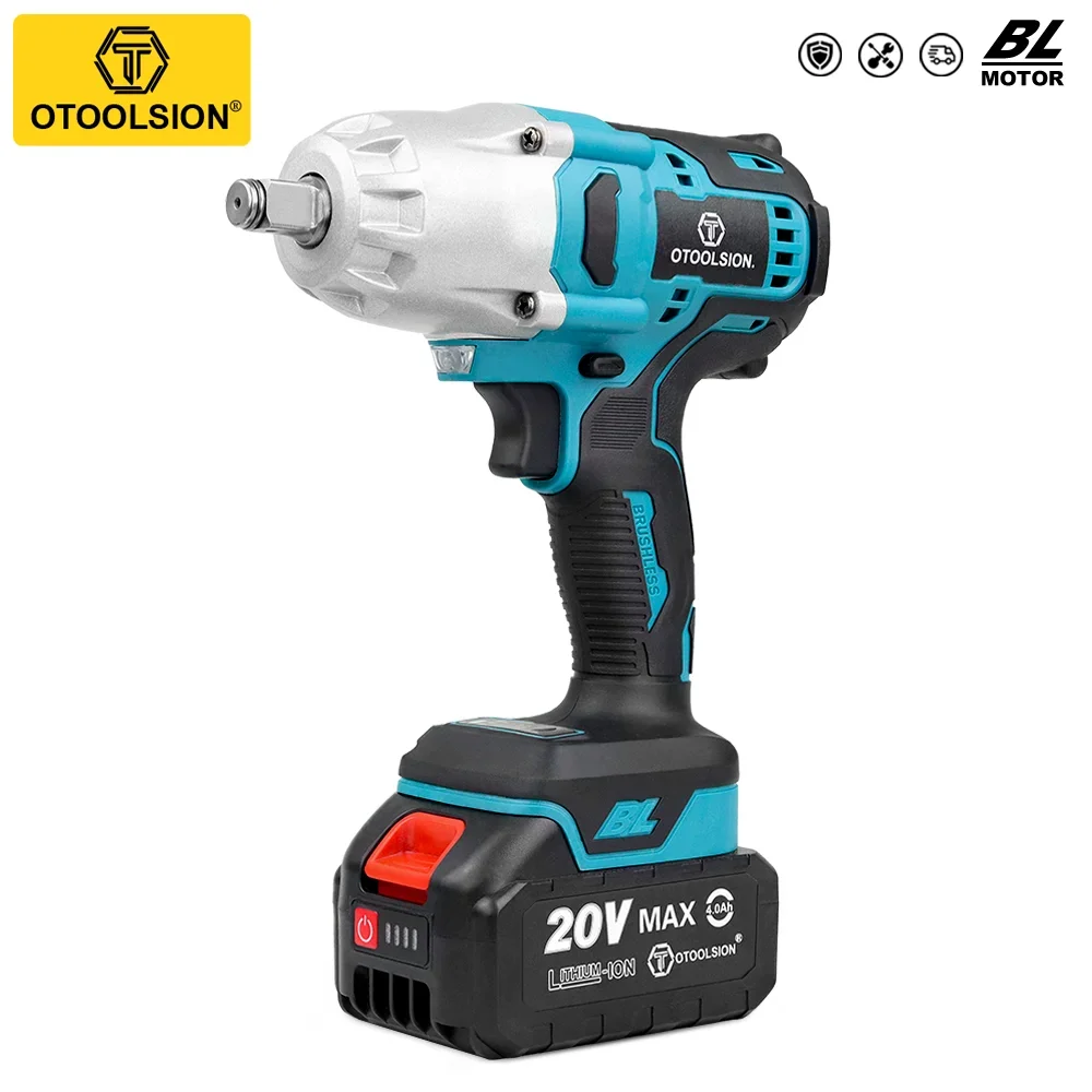 

OTOOLSION 600 Nm High Torque Brushless Electric Impact Wrench 1/2 Inch Socket Wrench Cordless Power Tool Makita 18V Battery