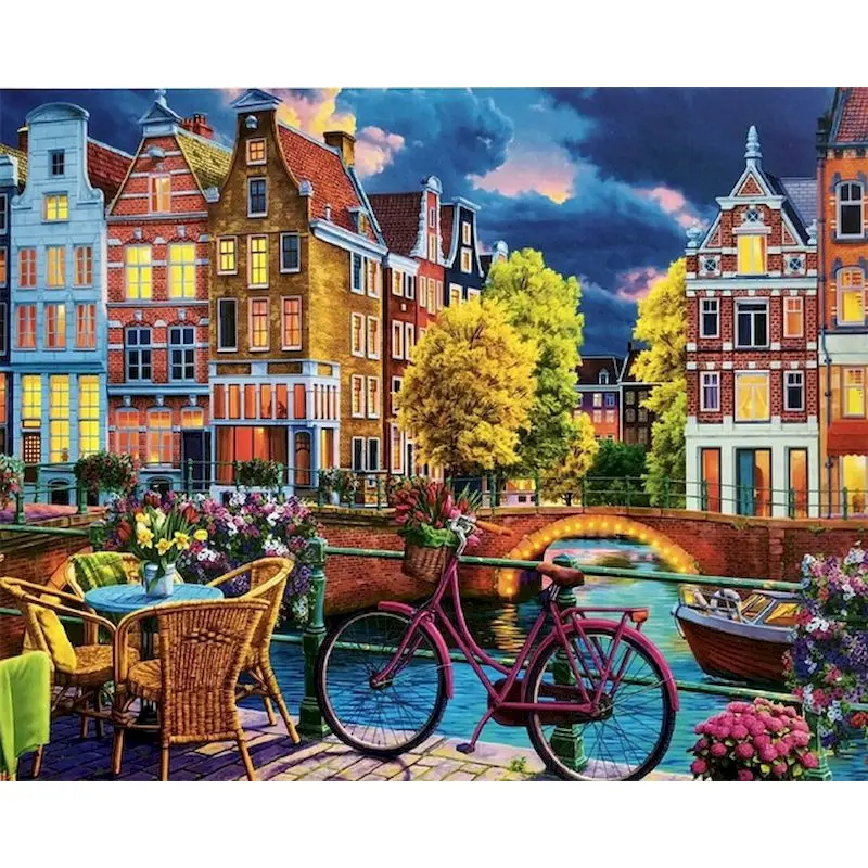 GATYZTORY Modern Painting By Numbers Paint Kit Picture Drawing City Night View Canvas Painting Home Decoration For Adults Diy Se painting by numbers kits painting by numbers