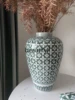 Hand-painted green glaze blue and white porcelain vase, tissue box 0442 2