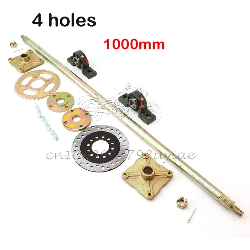 

ATV 1000mm 850mm 4 Hole 3 Quad Go Karts Rear Axle Complete Assembly with Carrier Hub Brake Disc Chain Sporcket Accessories