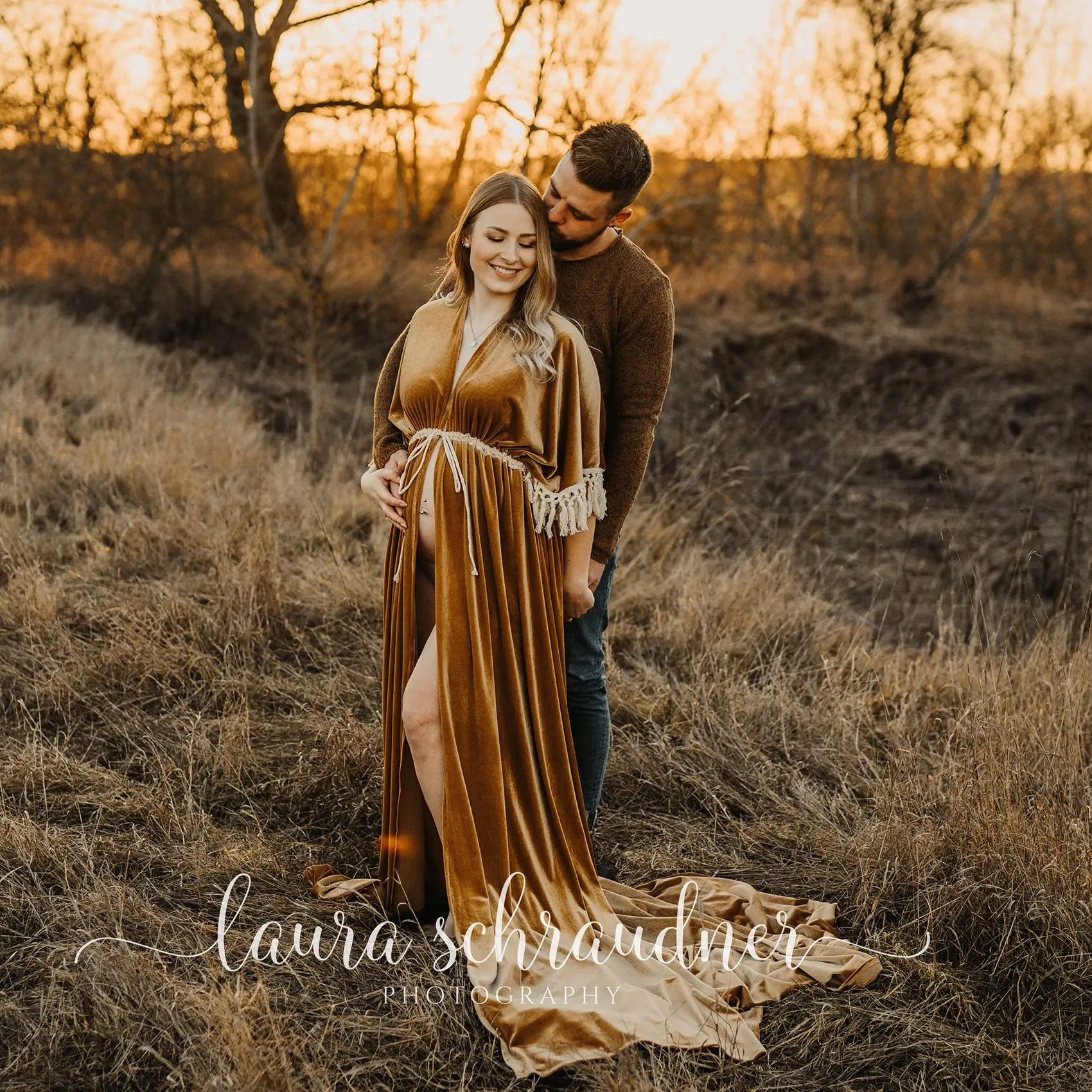 

Don&Judy Velvet Boho Maternity Dresses Photoshoot Maxi Robe Gown for Photo Shoot Prop Autumn Pregnancy Woman Long Cardigan Dress