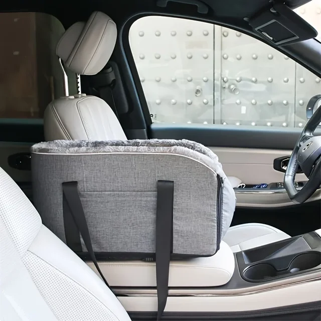 Portable Pet Car Seat with Detachable Armrest Pillow Lift Seat Safety Buckle and Central Control for Medium Small Dogs and Cats 5