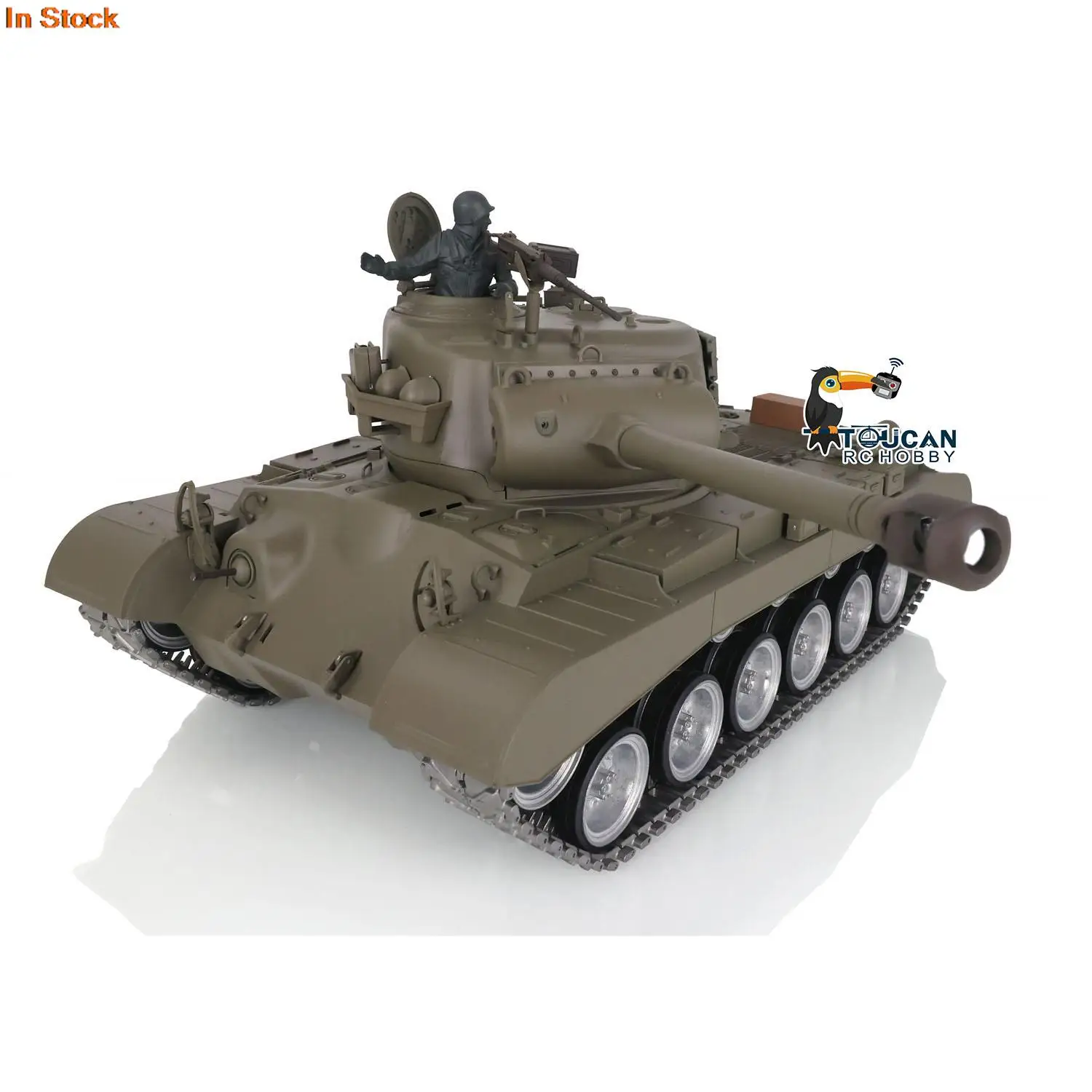 HENG LONG 1/16 7.0 FPV Camera Customized M26 Pershing Painted Green RTR RC Tank 3838 Metal Track Wheel Idlers Soldier TH17310 6
