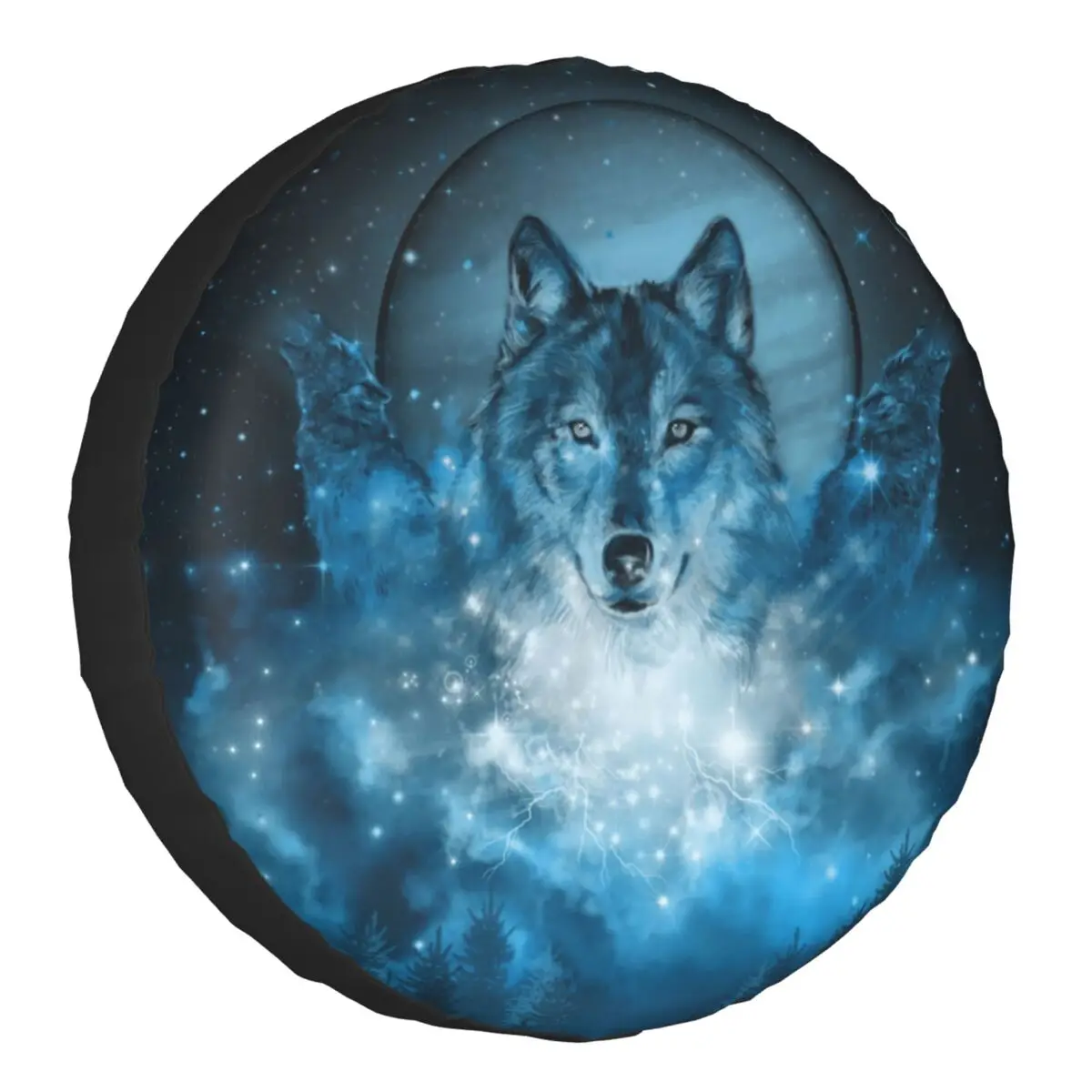 

Gray Wolf In Blue Tire Cover 4WD 4x4 RV North America Canine Spare Wheel Protector for Jeep Grand Cherokee 14" 15" 16" 17" Inch