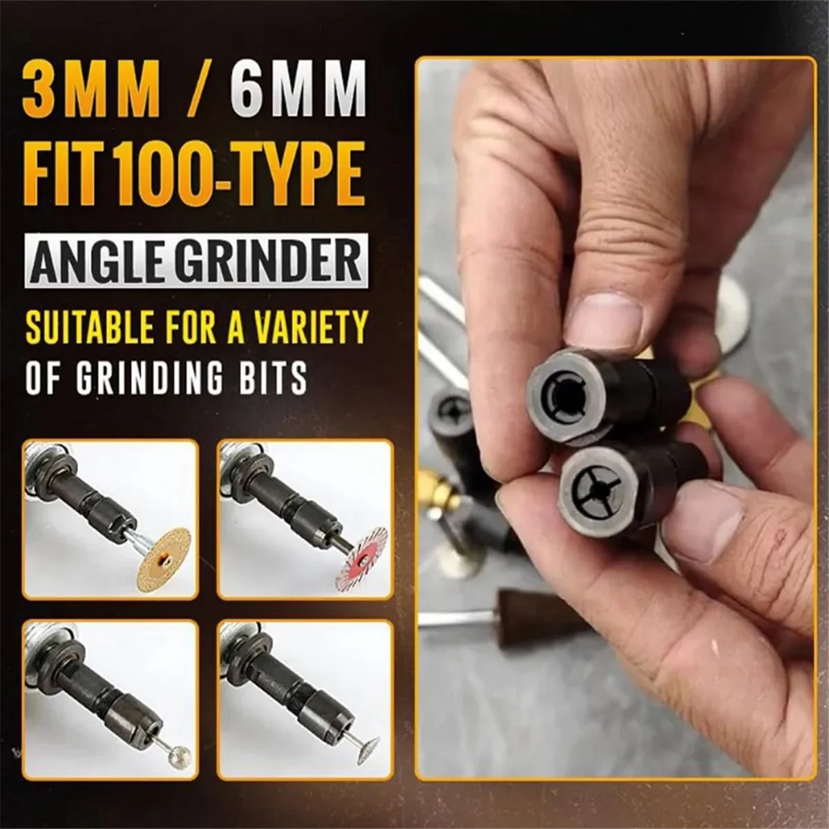범용 앵글 연마기, 100 타입 앵글 연마기 M10 나사산용, 스트레이트 연마기 척용 어댑터, 6mm, 3mm 수정