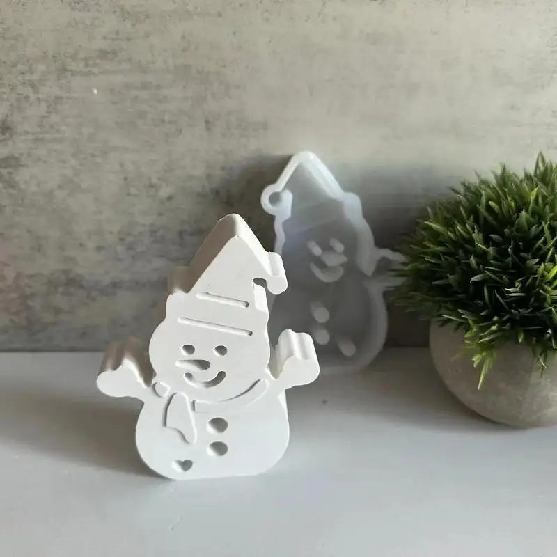 Christmas Snowman Silicone Mold DIY Snowman Shaped Gypsum Ornament Mold Snowman Candle Mold Christmas Chocolate Candy BakingMold