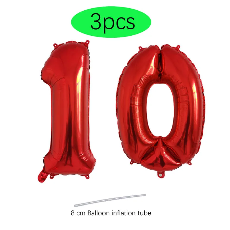 thumbnail image 1 of 2 globos de helio de 32 pulgadas, dorados, plateados, negros, azules y rojos, con números 10, 11, 12, 13, 14 y 15, suministros de decoración para fiestas de feliz cumpleaños, 1 of 5