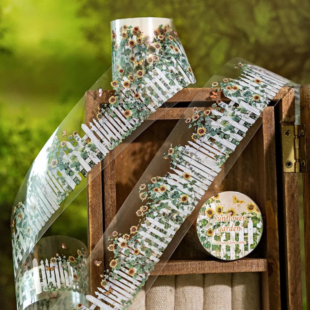 Journamm 40mm * 2m 정원 울타리 애완 동물 테이프 세트 스크랩북 저널링을위한 꽃 마당 스티커 DIY 공예 및 미술 용품