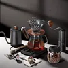 1-4people Portable Hand Brewed Coffee Set Maker 600ml High Borosilicate Glass Pot CNC Bean Grinder Thermometer Gift Package 2