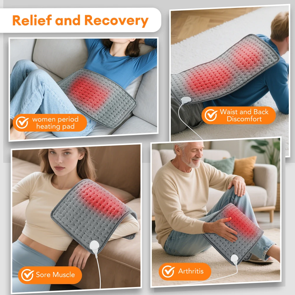 110V-240V Elektrische Heizdecke für Bauch, Taille und Rücken, Schmerzlinderung mit 9-stufiger Temperaturregelung, Winterwärmer mit Timer – Detail 6