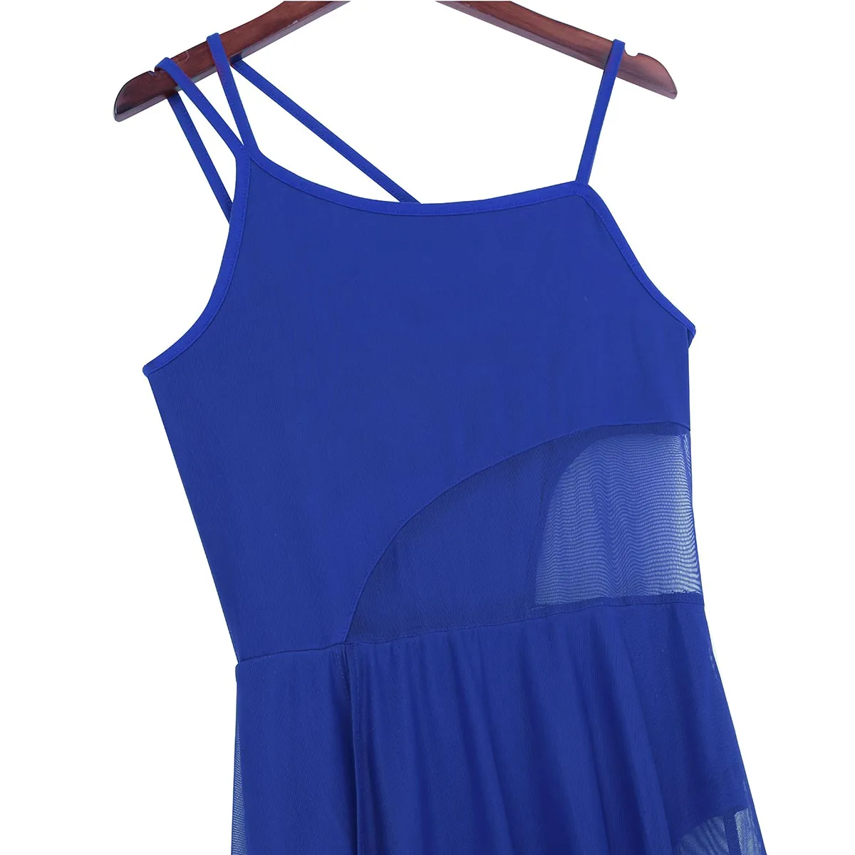 Women Sleeveless Asymmetrical Mesh Ballet Dance Dress For Stage Performance ballet dress