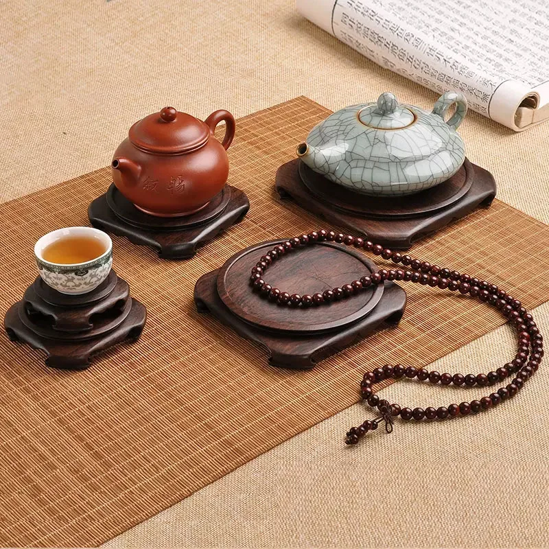 Black sandalwood carving base, round sky, local vases, bonsai, strange stones, jade ware, purple sand teapot base