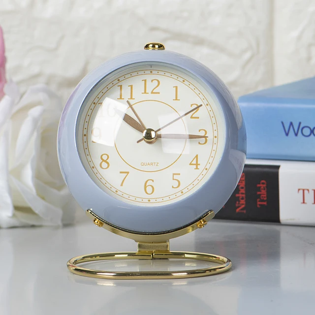 Creative Alarm Clock Vintage Desk Clock Silent Pointer Clocks Desk Clock Bedroom Loud Alarm Clock Bedside Home Decor Ornaments✈ 4