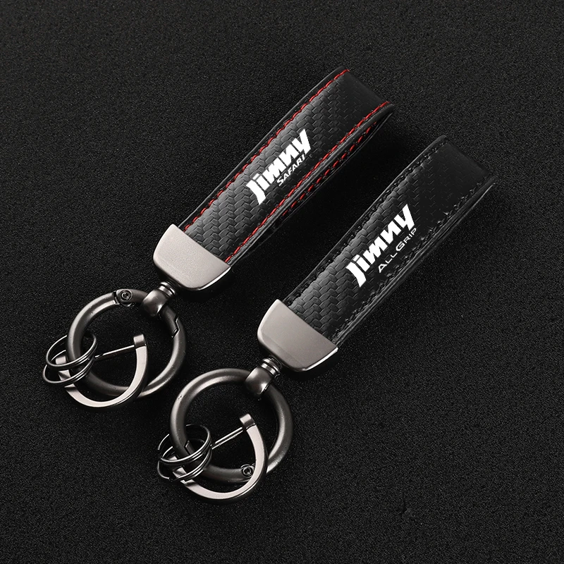 

Leather car keychain Horseshoe Buckle Jewelry for Suzuki Jimny JB64 Sierra car accesorios With Logo Accessories