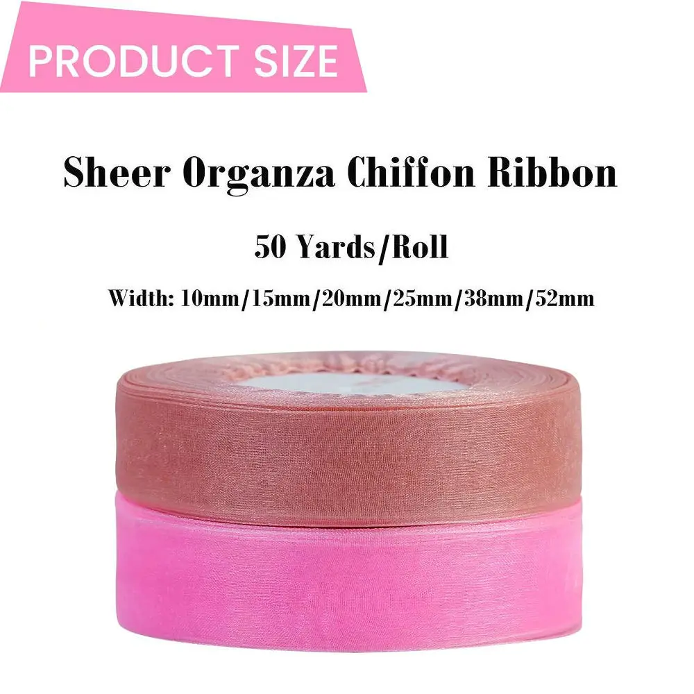 Uxcell 2cm 50 Yard Sheer Organza Ribbon Chiffon Fabric Gift