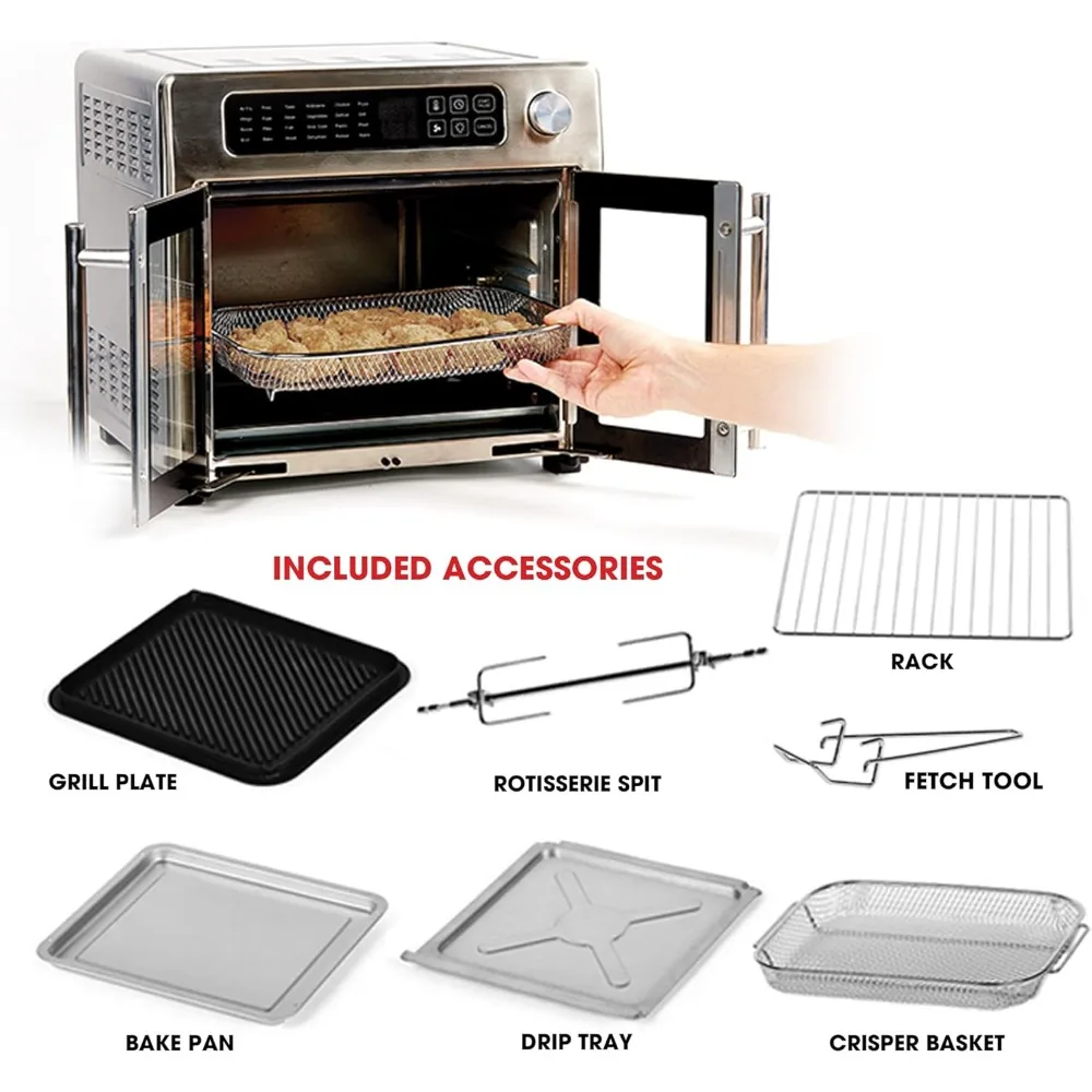 26 QT Extra Large Air Fryer, Convection Toaster Oven with French Doors, Stainless Steel 2