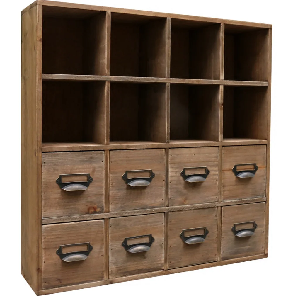 8 Laden Grids Vintage Handwerk Spar Hout Kleine Opbergkast Op Tafel Top|storage drawer cabinet|wood cabinet drawerssmall wooden - AliExpress