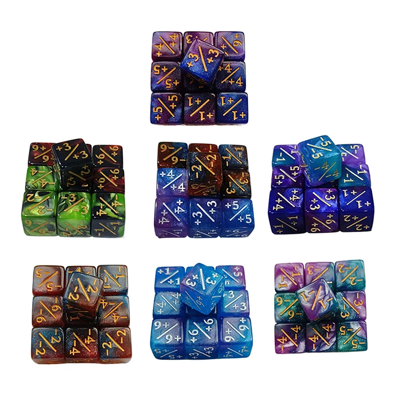 10pcs Six Sided Dice Set D6 Counters +1/+1 And -1/-1 Set For Math Teaching Game Accessories Kid Arithmetic Toys