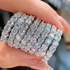 Pretty 1.5mm-5mm Full Moissanite Row Rings for Women S925 Silver Sparkling D color VVS1 Moissanite Diamond Women's Rings Gift 3