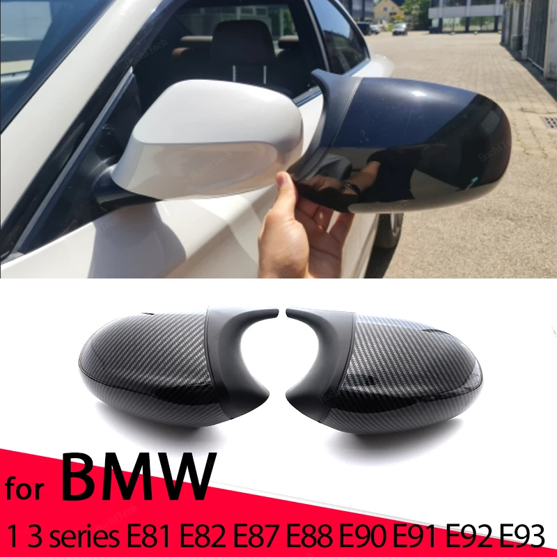 Carbon Fiber Pattern Black Side Mirror Cover Caps - M Look Car Accessories