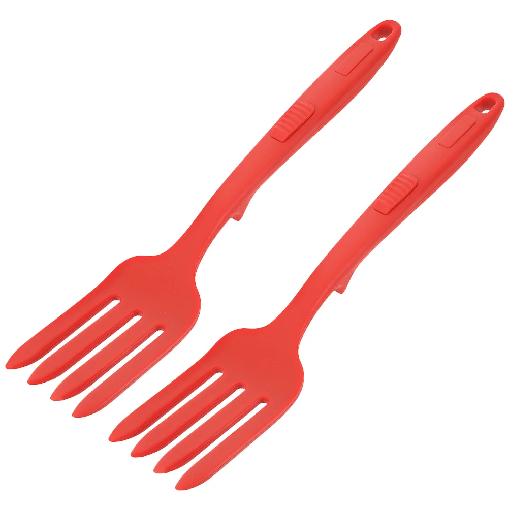 

2 Pcs Silicone Cooking Fork Kitchen Pasta Noodles Food Wear-resistant Dinner Multi-function Silica Gel Spaghetti