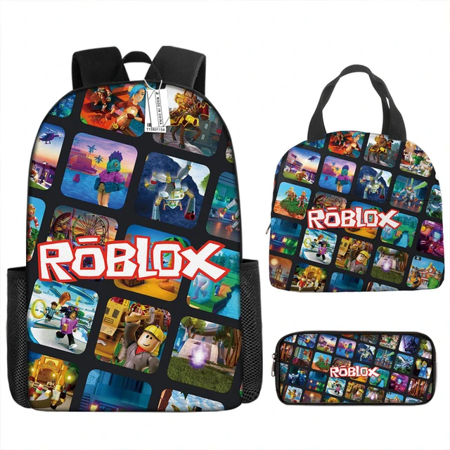 Roblox-Mochila de Impressão Cartoon para Estudante Masculino e