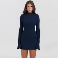Autumn Office Lady Mini Dress Women Streetwear Long Sleeves Solid Sexy Bodycon Black Dress Casual Clubwear Elegant Party Dresses - Image 4