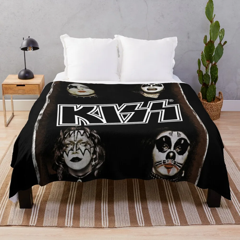 

Vintage kiss original band Throw Blanket Hairys Cute Tourist Blankets