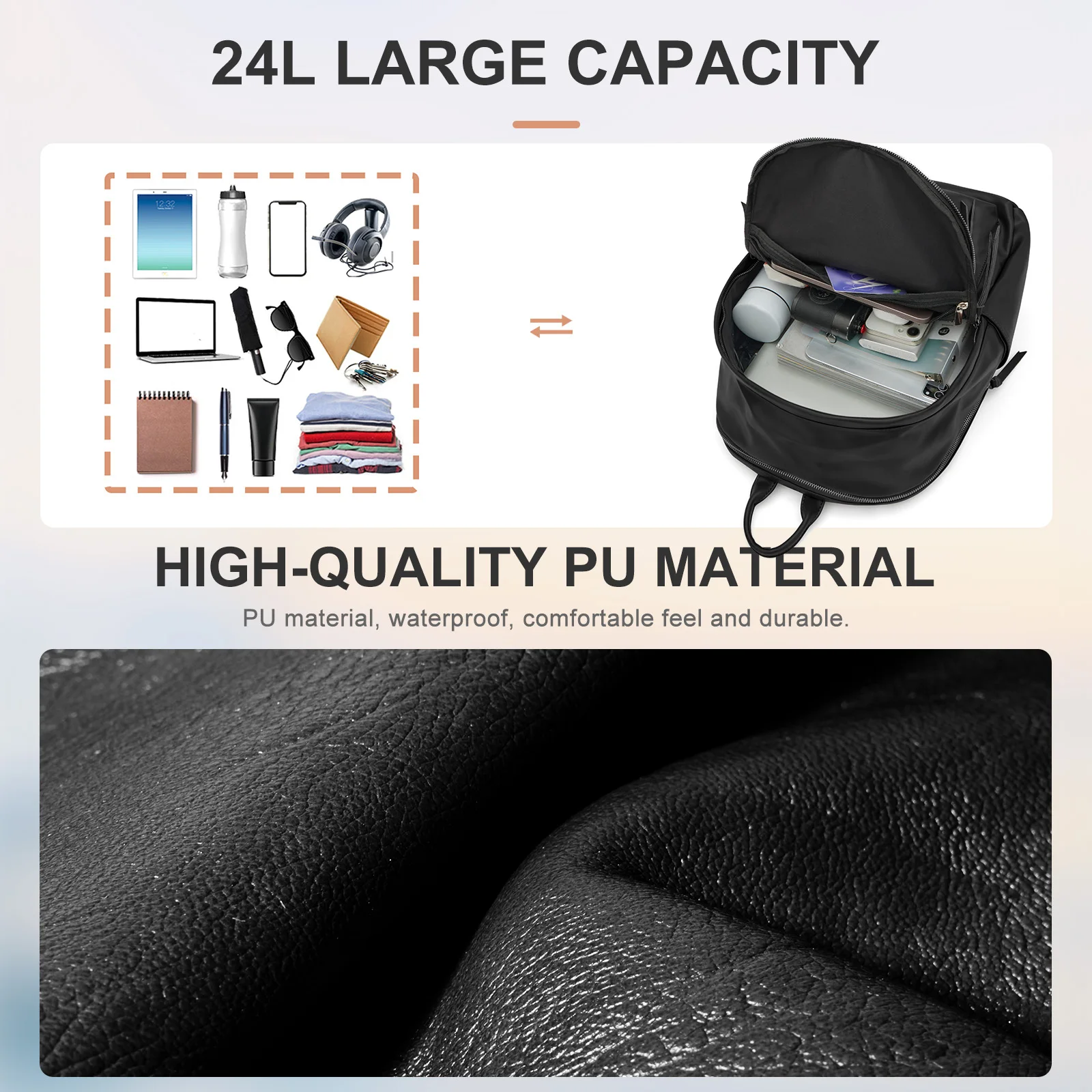 Leather Women's Backpack, Business Laptop bag, Durable Simple Lightweight Backpack for Women's Commuting, College Girl  Backpack