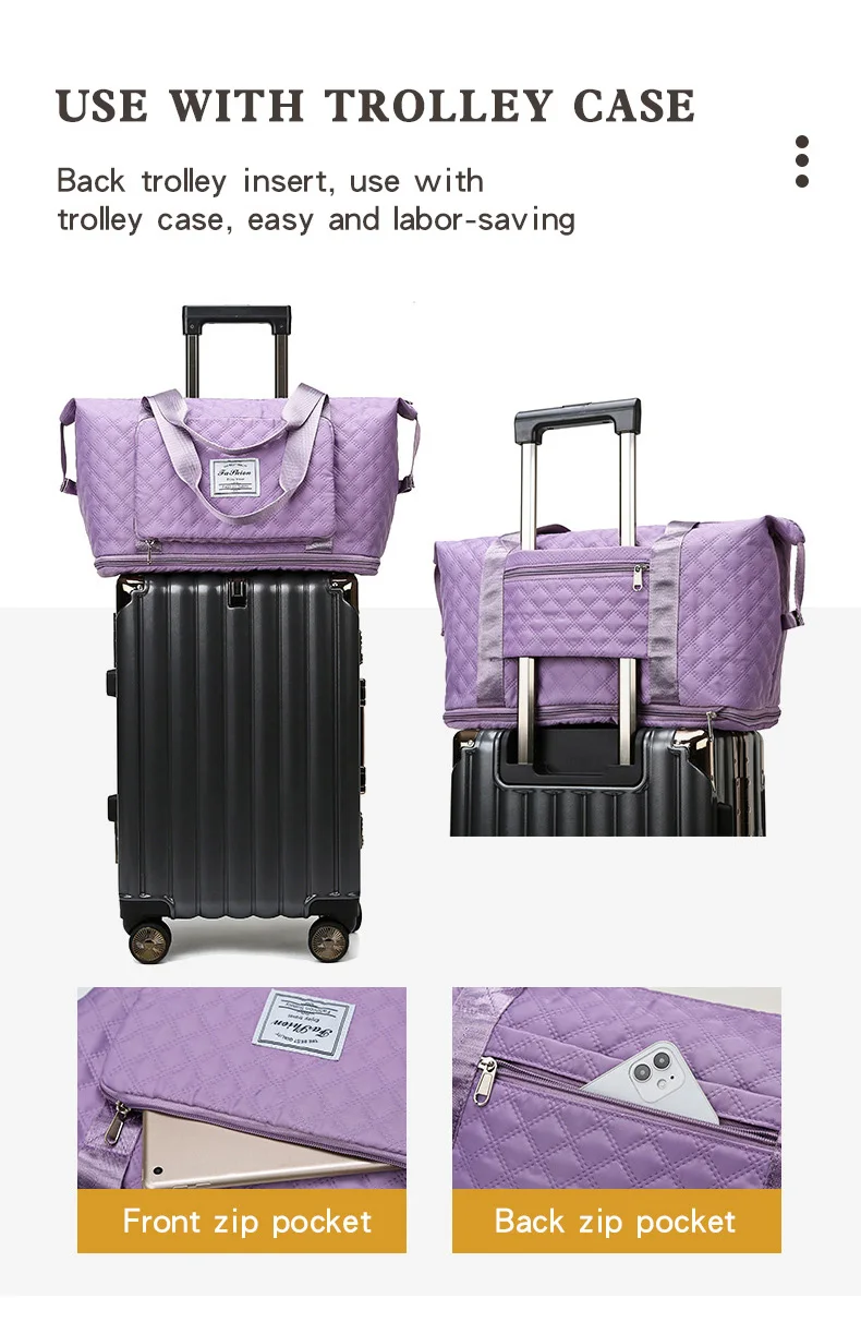 Zusammenklappbare Reisetasche, Trocken- und Nasstrennung, wasserdicht, große Aufbewahrungstasche, große Kapazität, Lingge-Einkaufstasche, Damen-Yoga-Umhängetasche – Detail 10