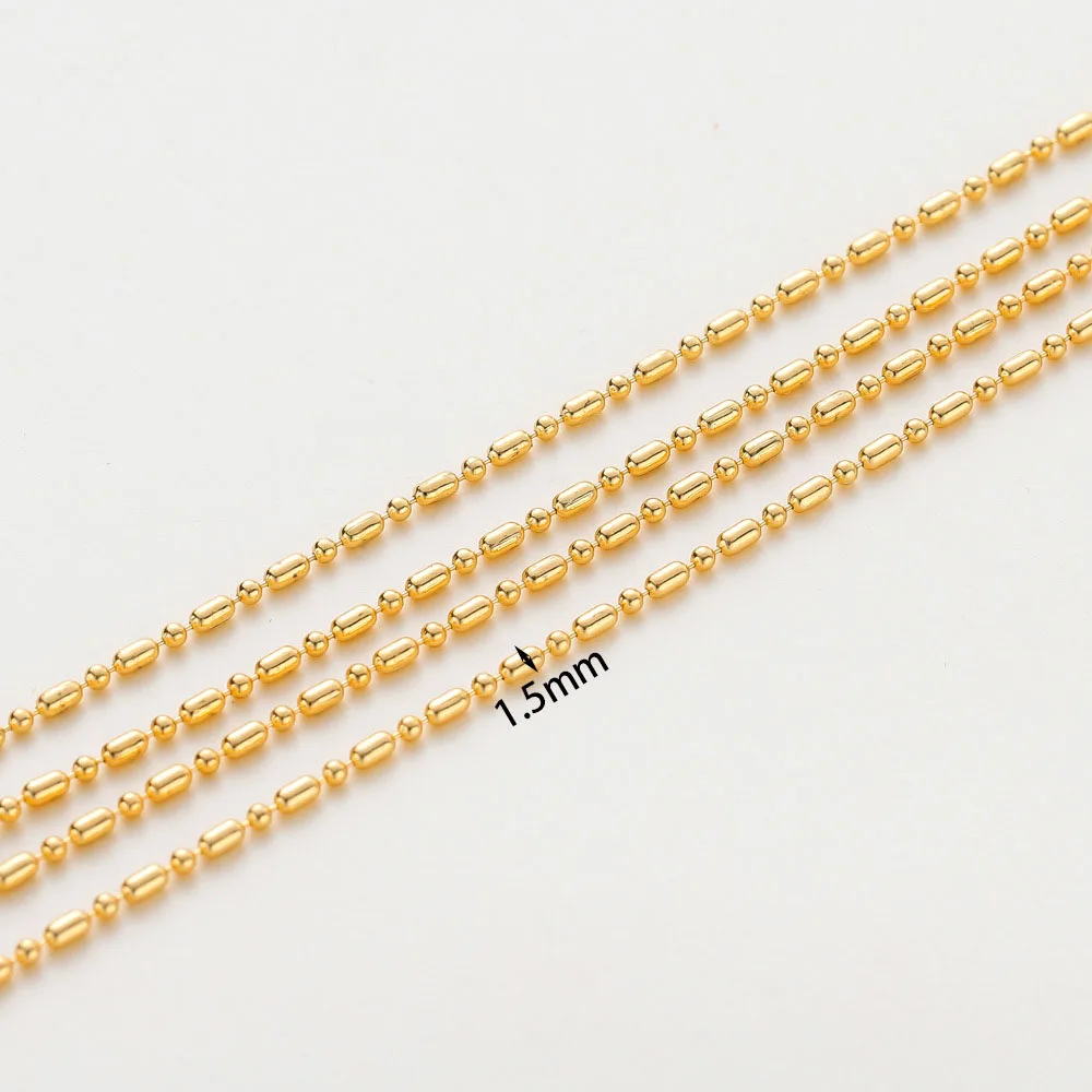 

1Meter Width 1.5MM 18K Gold Plated Brass Beads Chains for Necklace BraceletHigh Quality Diy Jewelry Findings Accessories