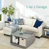 Square Lift Top Coffee Table, Wooden Rustic Modern Multifunctional Accent Table for Living Room w/Hidden Storage, Cubby 3