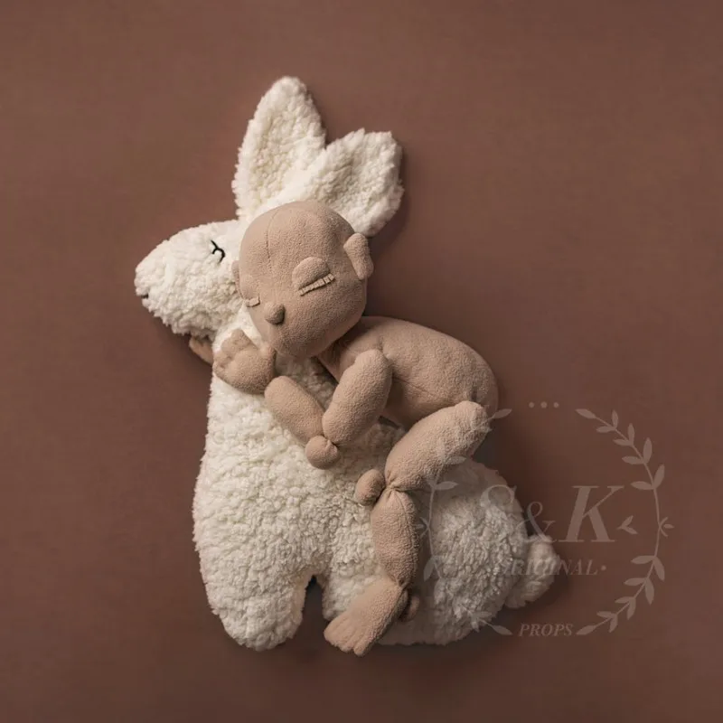 Dvotinst Newborn Baby Photography Props Creative Posing Props Furry Cute Rabbit Poser Studio Shooting Accessories Photo Props