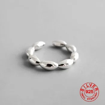 BFCLUB  Silver Color Open Rings minimalist geometric beads smooth surface Adjustable Finger Rings Silver Jewelry