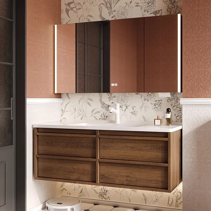 Y Middle ancient style walnut ceramic integrated basin, bathroom cabinet, bathroom skeleton line, washbasin, washbasin
