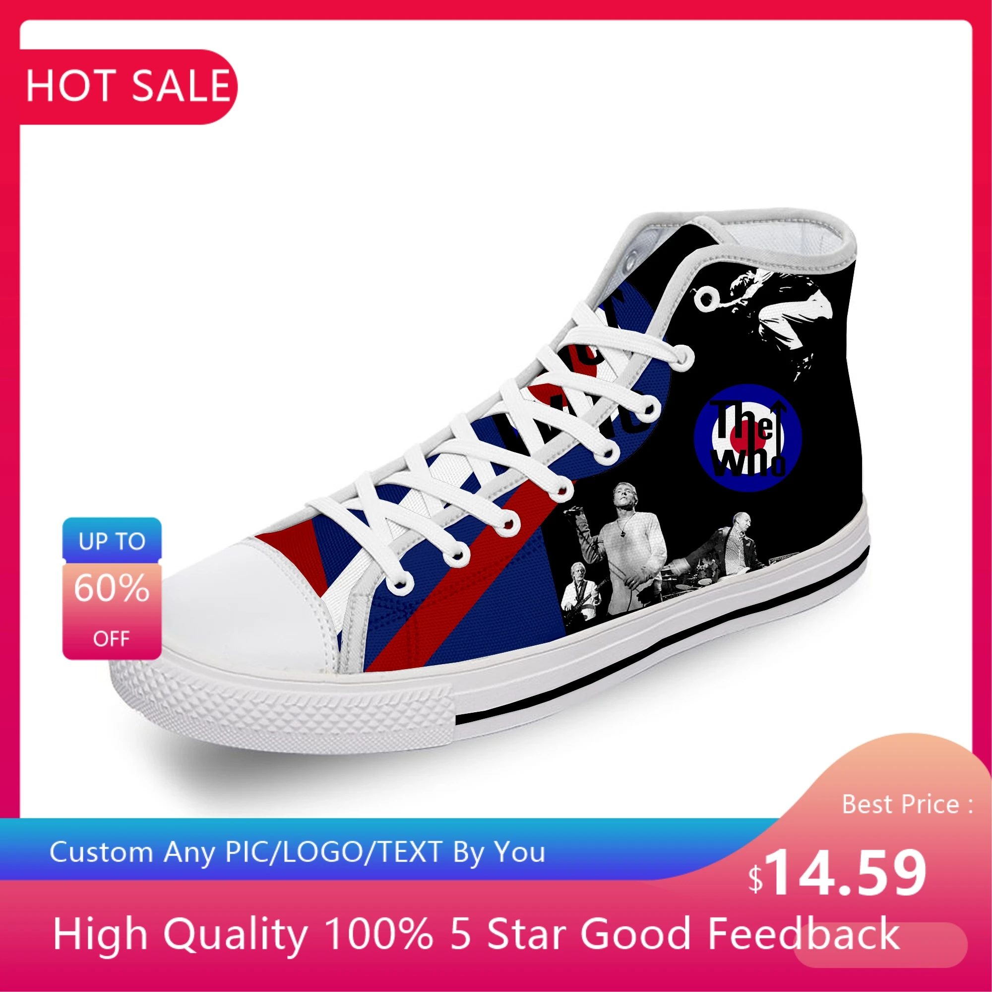 

Кроссовки мужские/женские из дышащей ткани, высокие кеды с 3D принтом, рок-группа, крутая белая ткань, легкие кеды