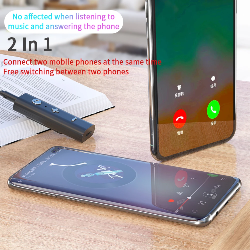Bluetooth Receiver Audio 5.0 Stereo HandsFree Car Kit Transmitter Wireless Adapter A2DP AUX 3.5mm Music Receivers for Headphones