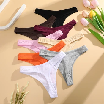 3Pcs/set Cotton Seamless Panties Comfort Underwear for Women Low Waist Breathable Thongs Sexy Solid Sport G-String Soft Lingerie 2