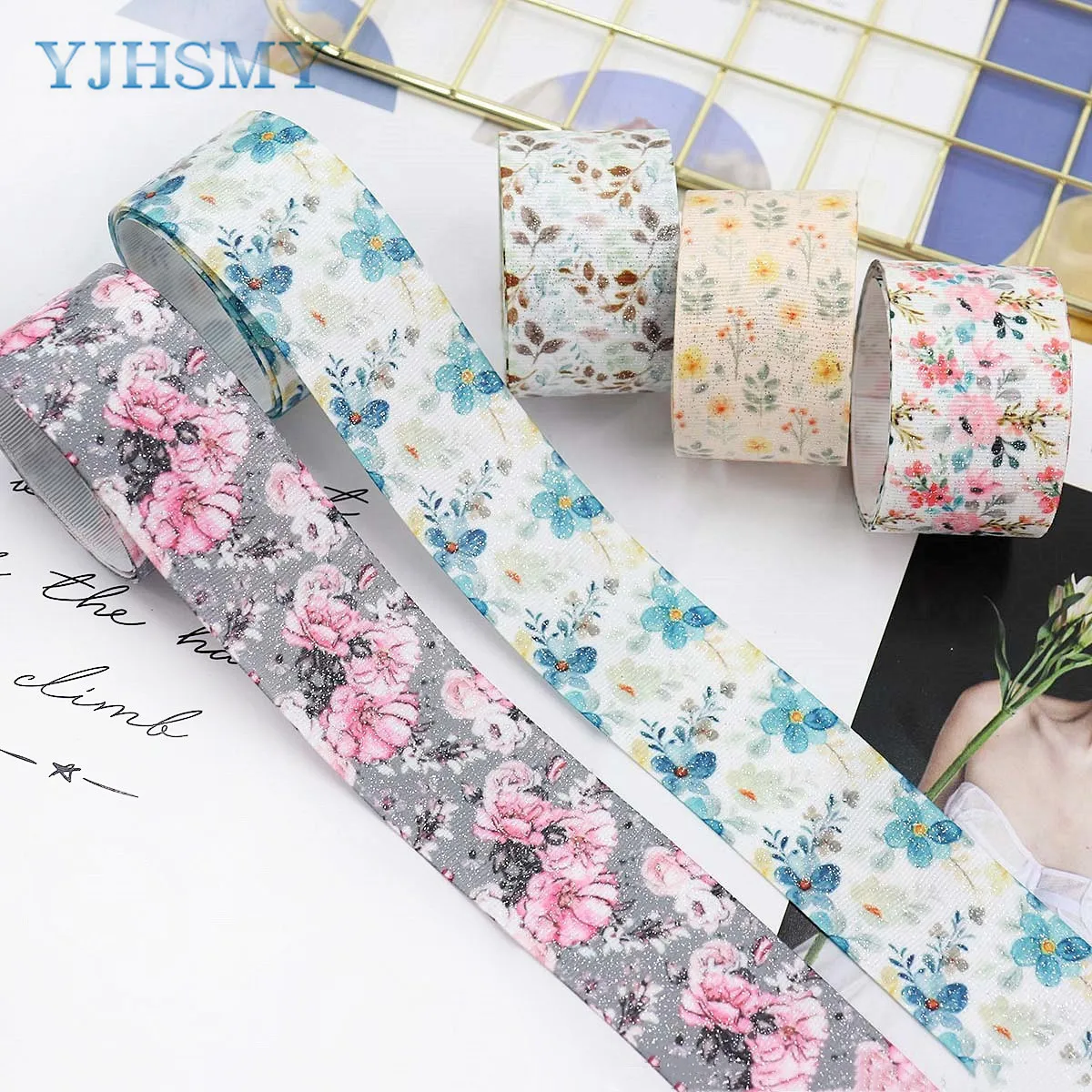 Floral Wired Edge Ribbon 1 Inch X 5 Yards Butterfly Spring Summer Flower  Print Ribbon Afternoon Tea Party Ribbons Gift Wrapping