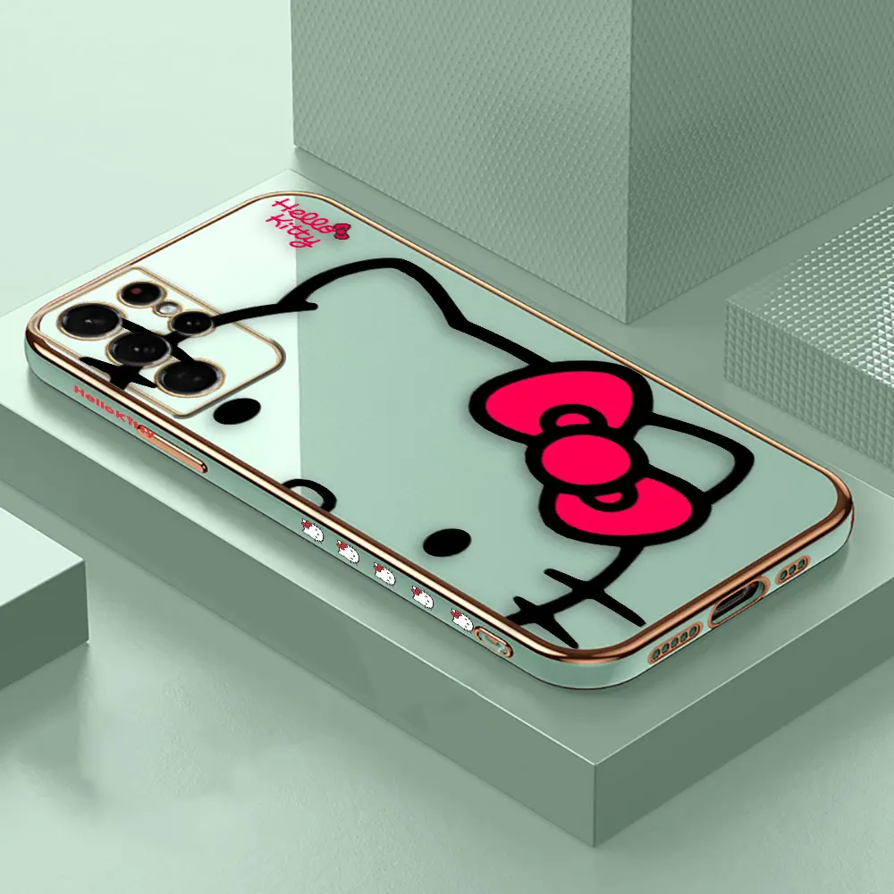 thumbnail image 1 of Smooth E-TPU Phone Case For Samsung Galaxy S24 S23 S22 S21 S20 FE S10 S9 A01 A02 A03 PLUS ULTRA 5G Case Pink Art Hello Kitty Cat, 1 of 5