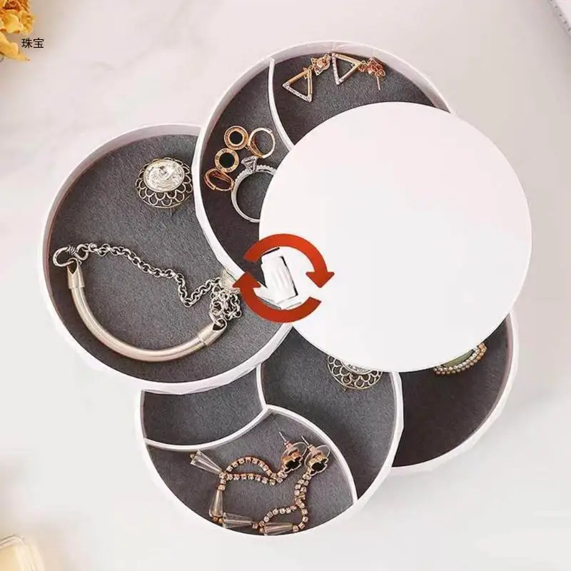 

X5QE MultiLayer Jewelry Storage Rotating Plastic Jewelry Stand Earrings Ring Box Jewelry Display Case Earring Desk